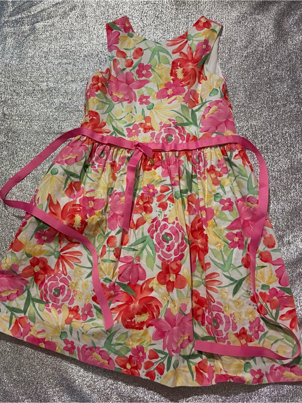 Pink Floral Cotton Sundress for Girls - Sleeveless Casual Dress